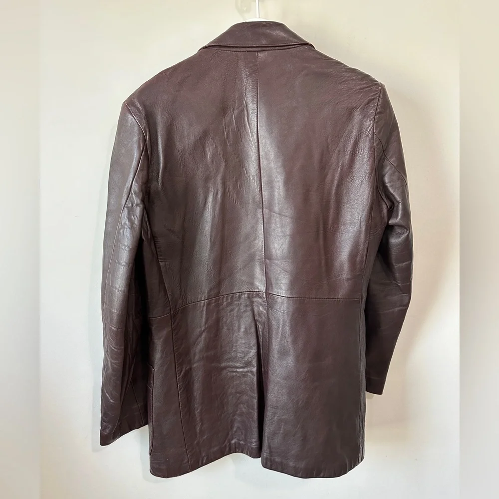 70's Vintage Sport Genuine Leather Blazer Jacket Size - Picture 2 of 15